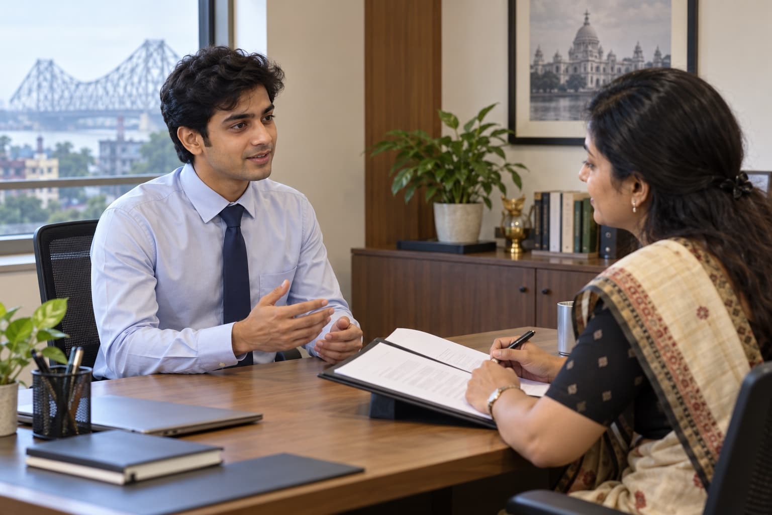 Illustrative Indian job seeker practising an interview in Kolkata