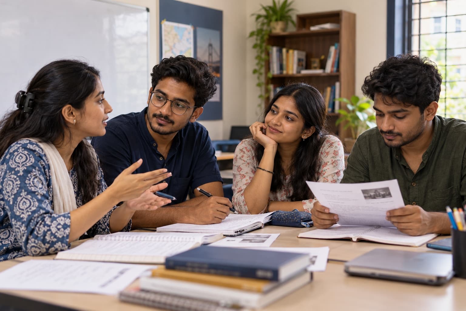 Illustrative Indian adult learners practising together